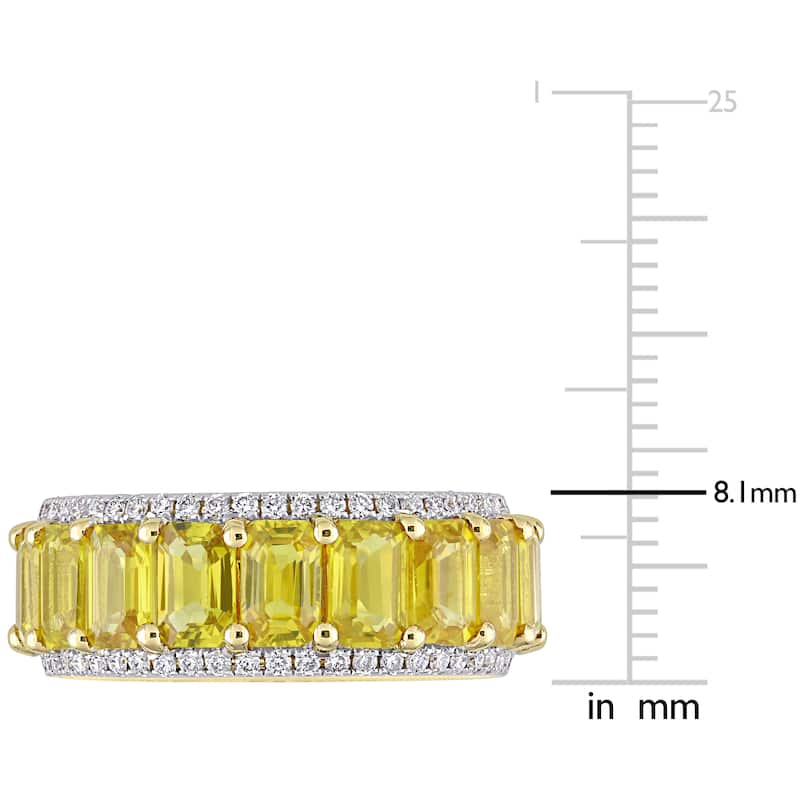 Miadora 14k Yellow Gold 10ct TGW Yellow Sapphire and 3/5ct TDW Diamond Eternity Wedding Band Ring