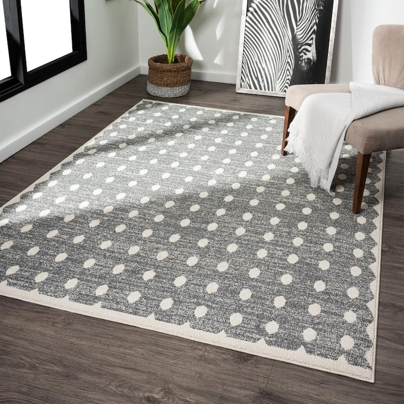 Luxe Weavers Modern Geometric Dots Area Rug, Indoor Carpet - 9' x 12' - Anthracite