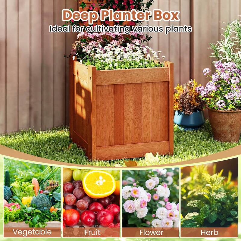 Costway 1/2 PCS Wooden Raised Garden Bed Elevated Patio Yard Planter