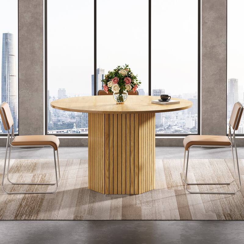 Round Conference Table, 47-Inch Wood Modern Meeting Table