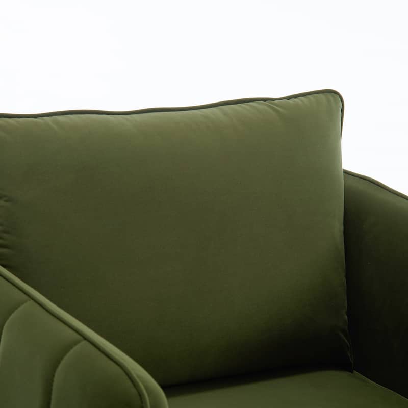 Mid-Century Modern Armchair with 1 Pillow and Metal Legs for Bedroom