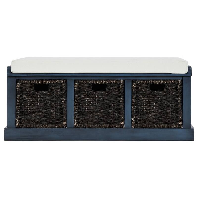 Merax Entryway Storage Bench with 3 Removable Baskets and Cushion