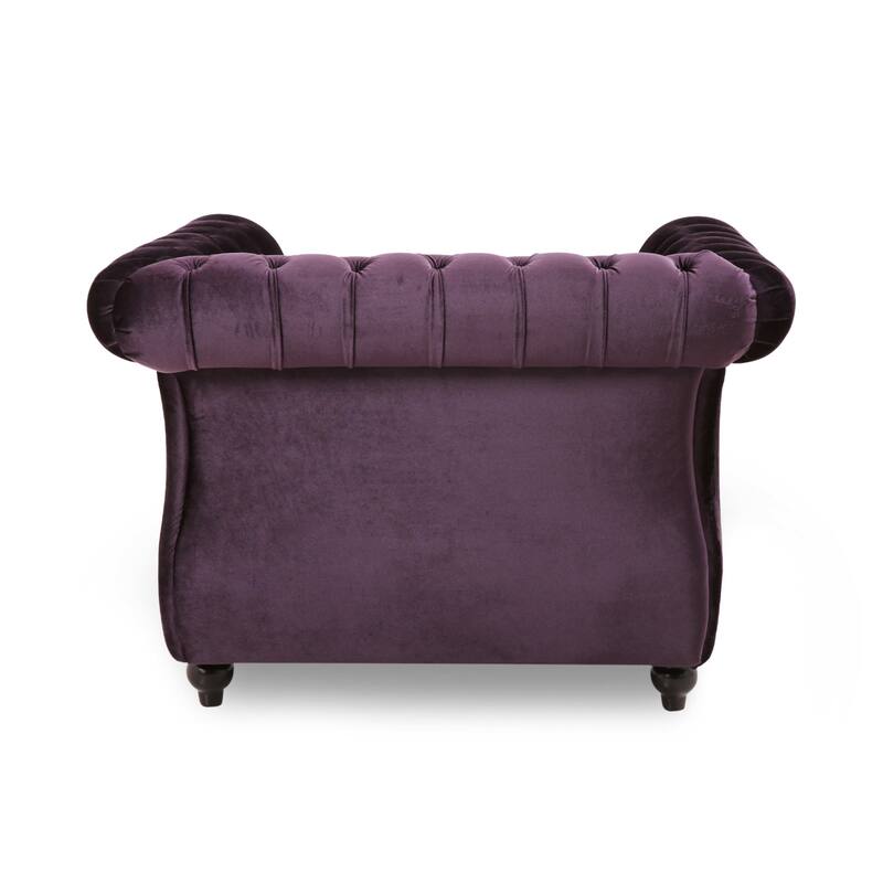Roomfitters Chesterfield Club Chair with Deep Tufting, Rolled Arms and Nailhead Trim, Velvet Accent Armchair