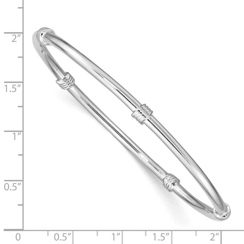 Curata 925 Sterling Silver 7" 4.25mm Polished Ribbed Slip On Bangle Bracelet