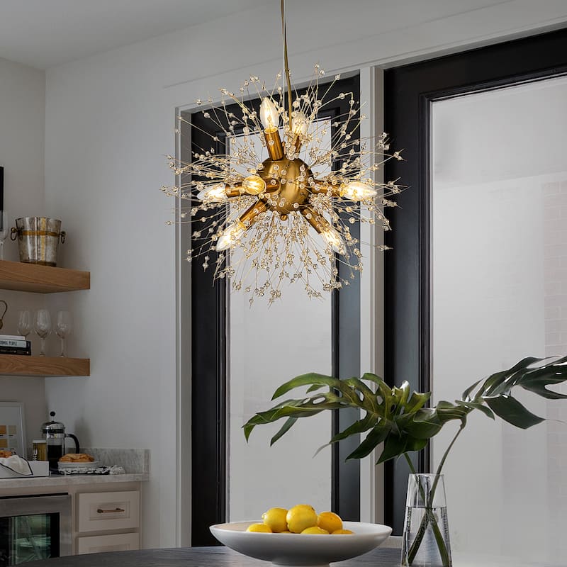 8-Lights Modern Decor Firework Crystal Chandelier Light Fixture Glam Pendant Lighting Bulb Include-OB