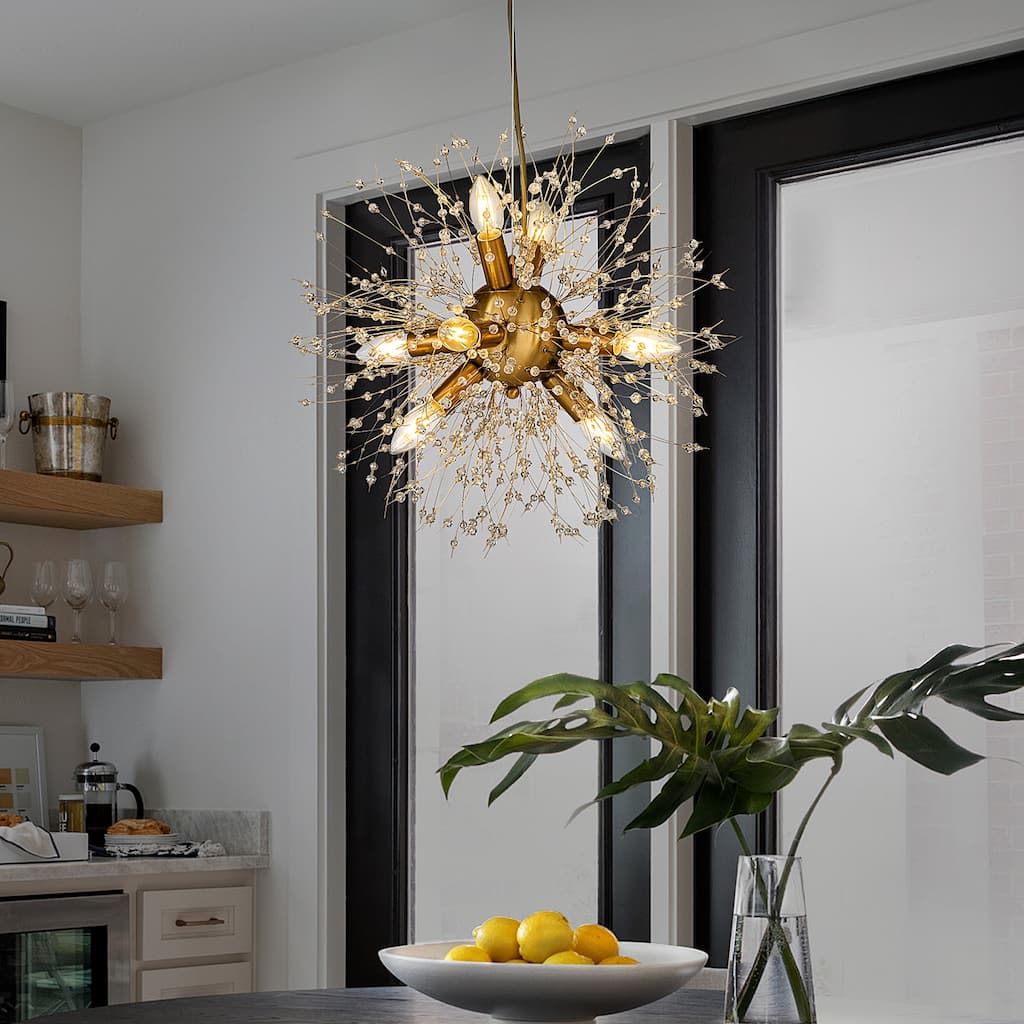 8-Lights Modern Decor Firework Crystal Chandelier Light Fixture Glam Pendant Lighting Bulb Include-OB