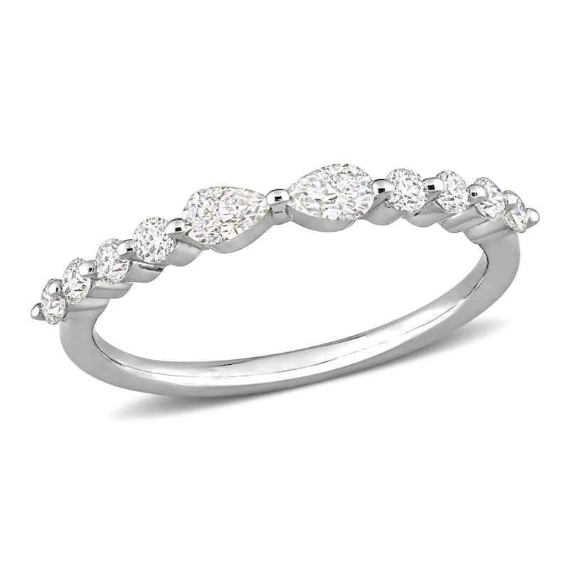 Miadora 2/5ct DEW Moissanite Semi-Eternity Ring in Sterling Silver