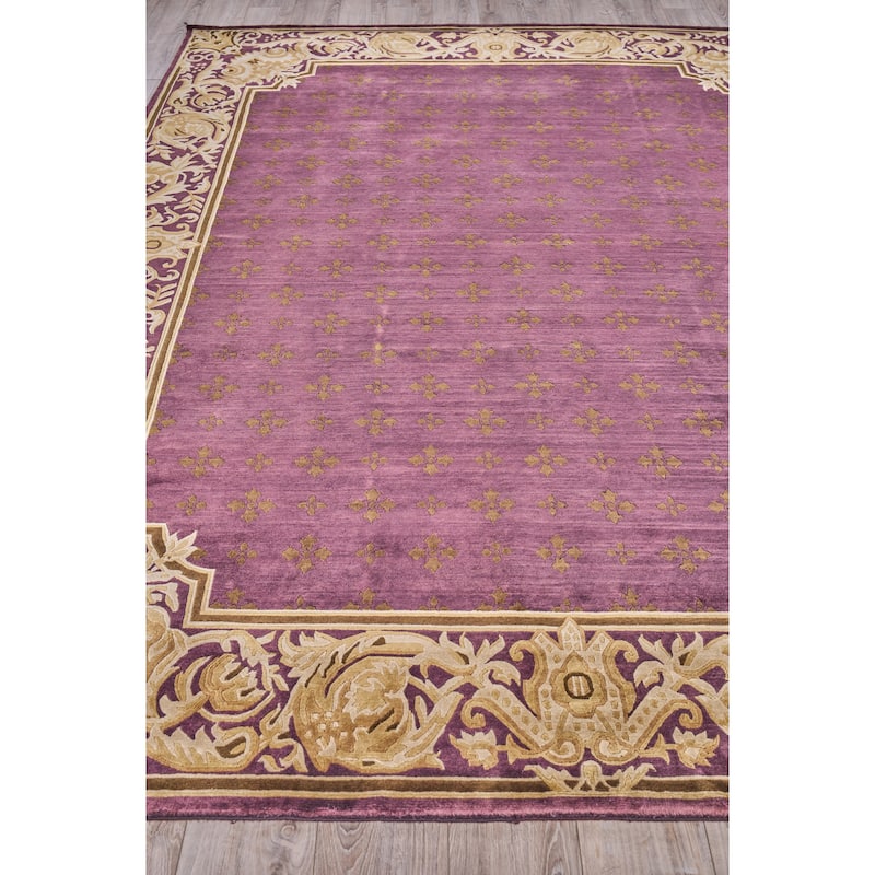 EXQUISITE RUGS ONE-OF-A-KIND Super Tibetan Weave Hand Knotted Burgandy Rug - 9'x12'