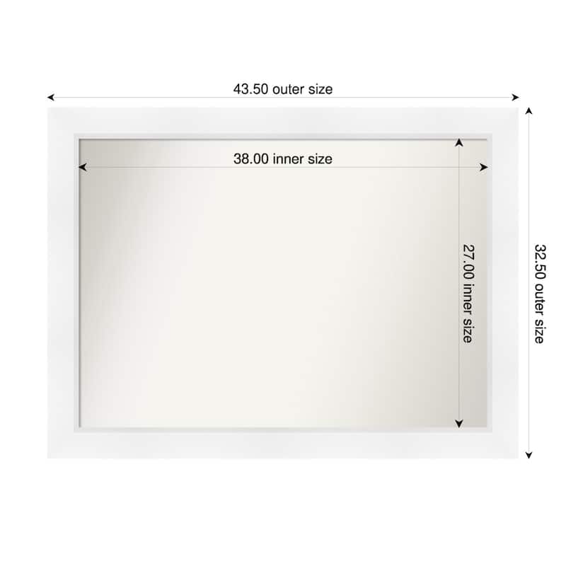 Sloped Non-Beveled Framed Wall Mirror - 44 x 33 in - Sloped White