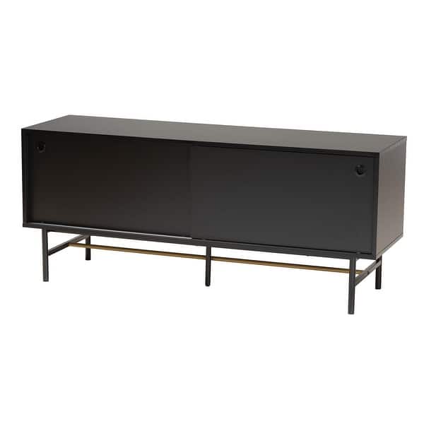 Truett Modern Dark Brown Finished Wood and Two-Tone Black and Gold ...
