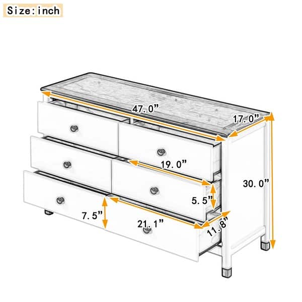 Wooden Storage Dresser with 6 Drawers for kids Bedroom