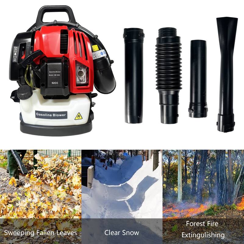 Backpack Snow blower, 52CC,530CFM,175MPH ,2 Stroke Air Cooling Gasoline