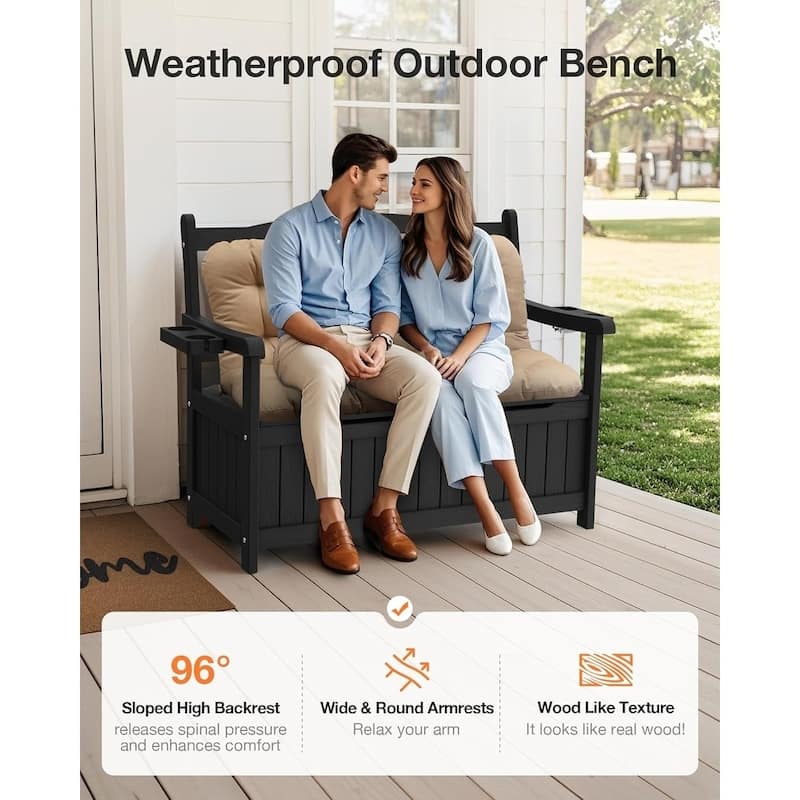 WINSOON All-Weather HIPS Outdoor Garden Bench, 56" Adirondack Outdoor Patio Bench