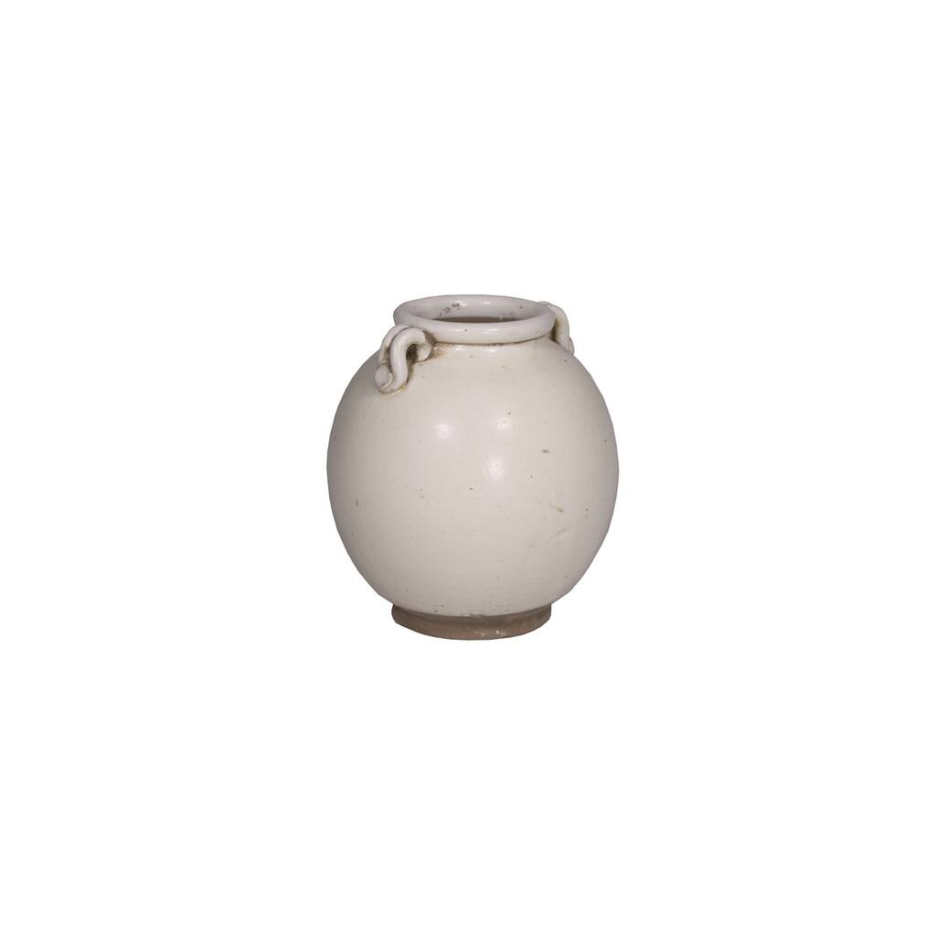 Artissance 8" Creamy White Vintage Style Jar With Two Handles