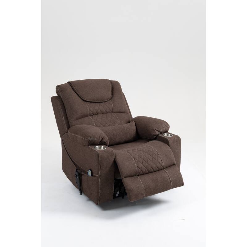 Velvet Oversized Power Lift Recliner Chair, Dual OKIN Motors & Cup Holders