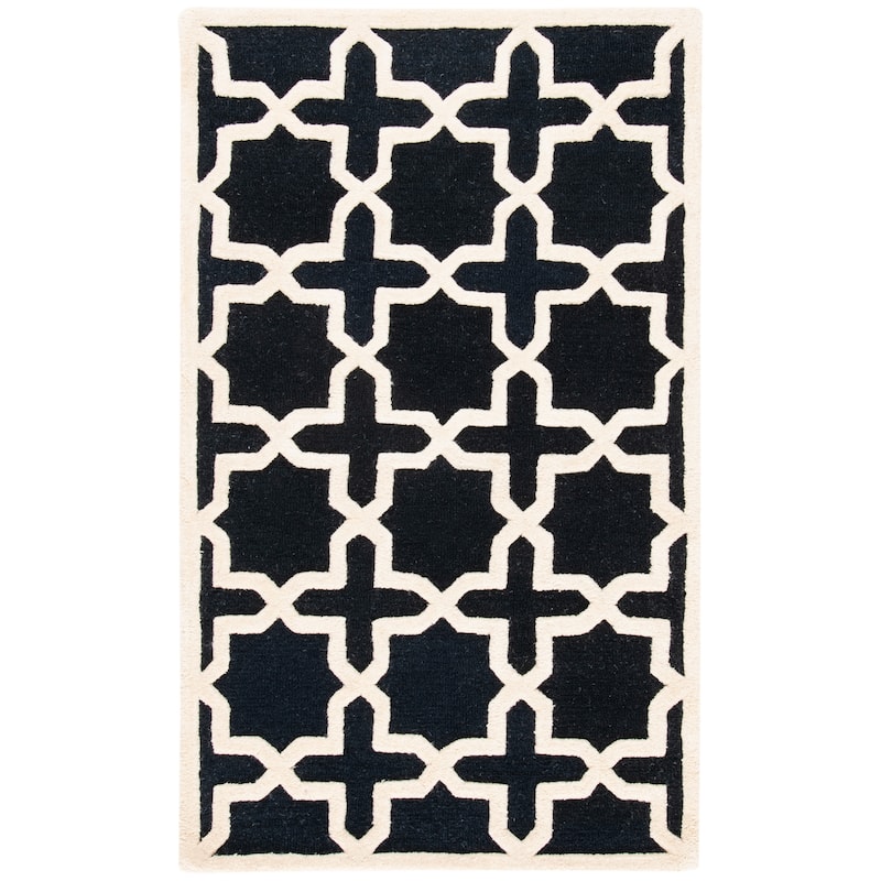 SAFAVIEH Handmade Cambridge Remedios Geometric Wool Rug - 3' x 5' - Black/Ivory
