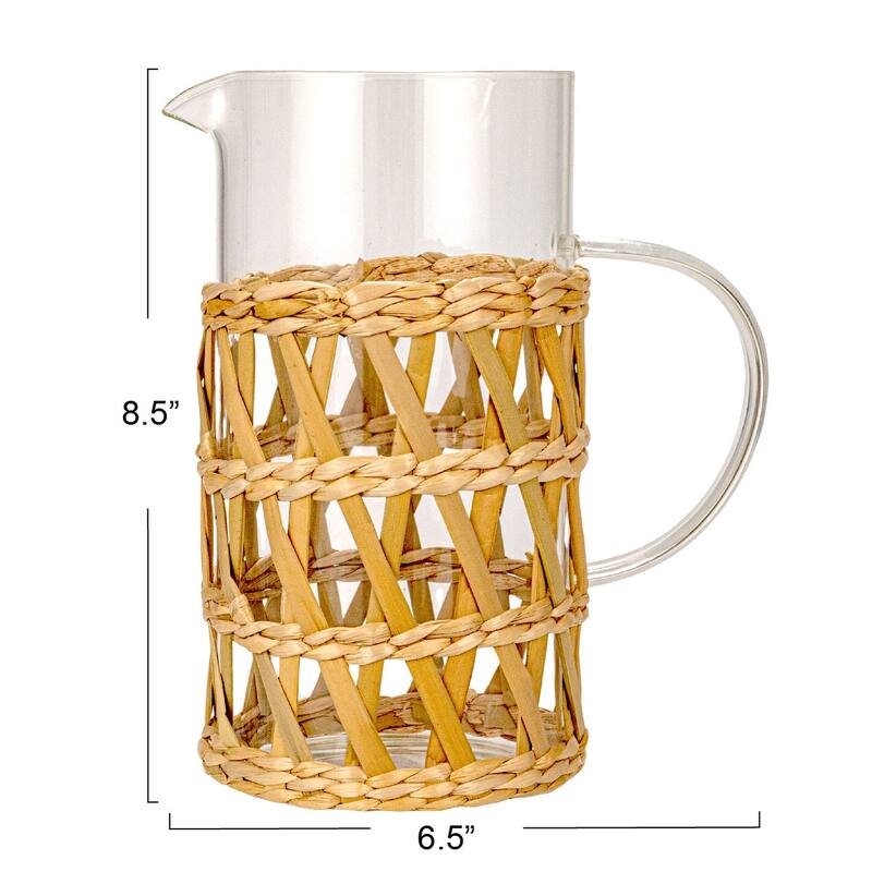 Glass Pitcher with Woven Sleeve