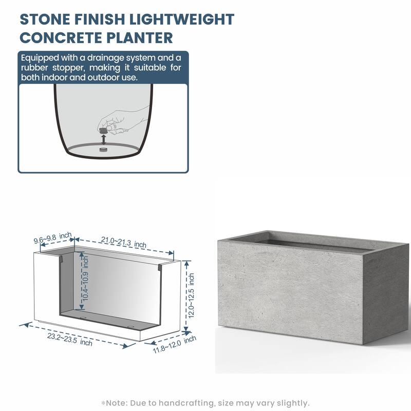 Tall Concrete Rectangle Plant Boxes / Large Indoor and Outdoor Flower Planters