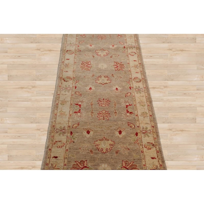 Hand Knotted Chobi Peshawar taupe Persian Wool Traditional Area Rug - 2' 8'' x 9' 9''