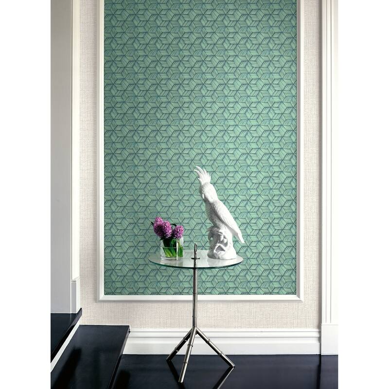 Kenneth James Intertwined Blue Geometric Wallpaper - 27in x 324in x 0.025in