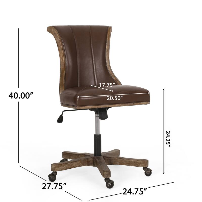 Coulee Upholstered Roll Back Swivel Office Chair by Christopher Knight Home - 24.75" L x 27.75" W x 35.50-40.00" H