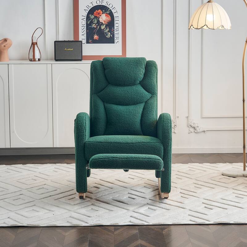 Teddy Fabric Nursery Rocking Chair With Adjustable Footrest