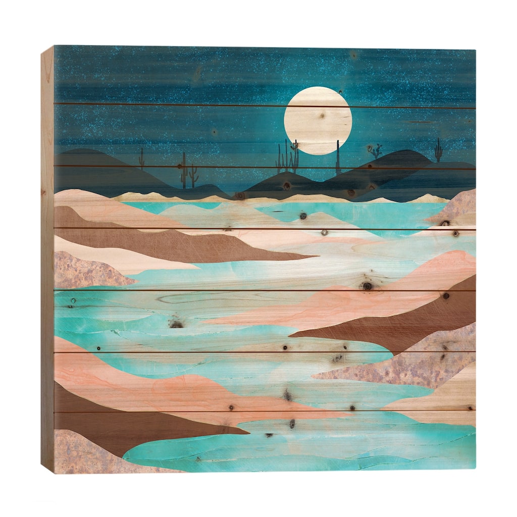 Desert Reservoir Print On Wood by SpaceFrog Designs - Multi-Color