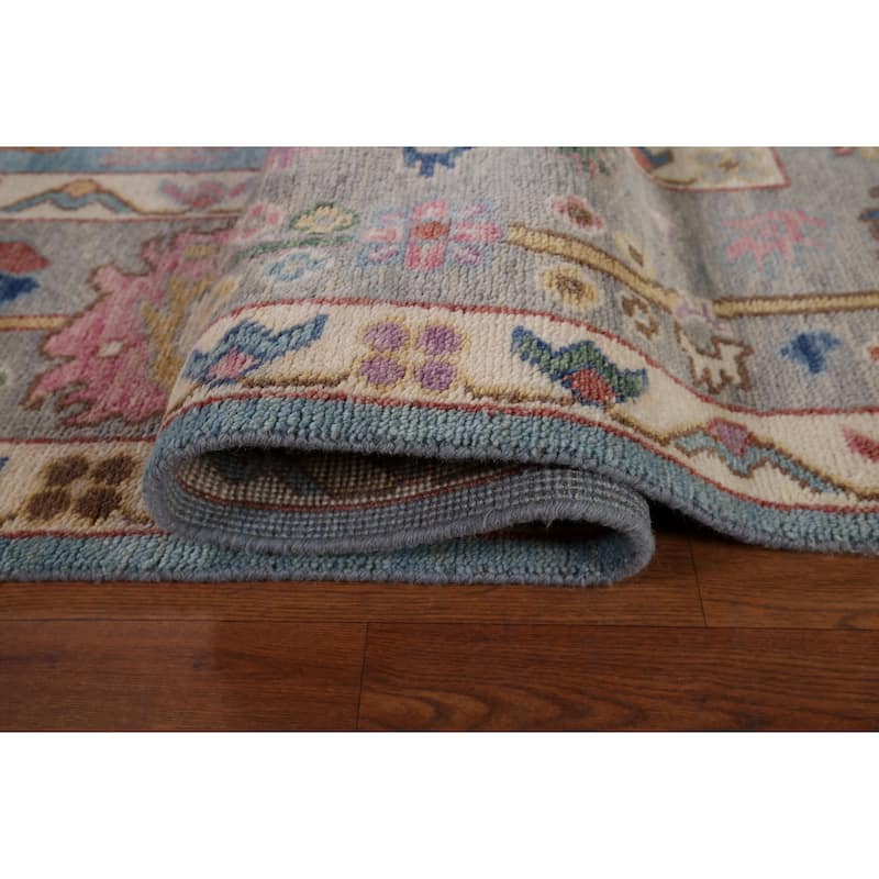 Light Blue Oushak Oriental Area Rug Handmade Wool Carpet - 8'10" x 11'8"