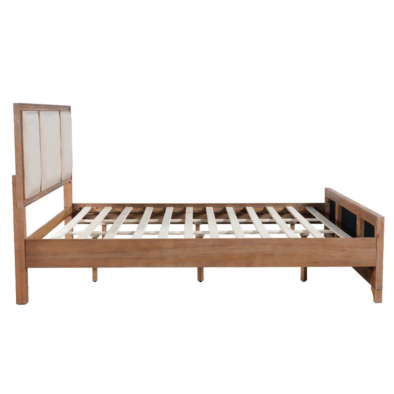 Christopher Knight Home - Hendrix Modern Farmhouse Upholstered Wood Platform Bed with Panel Headboard and Footboard