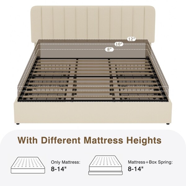 御成約　[3575,3578] Javlergo Upholstered Platform Bed Frame with Storage Drawers