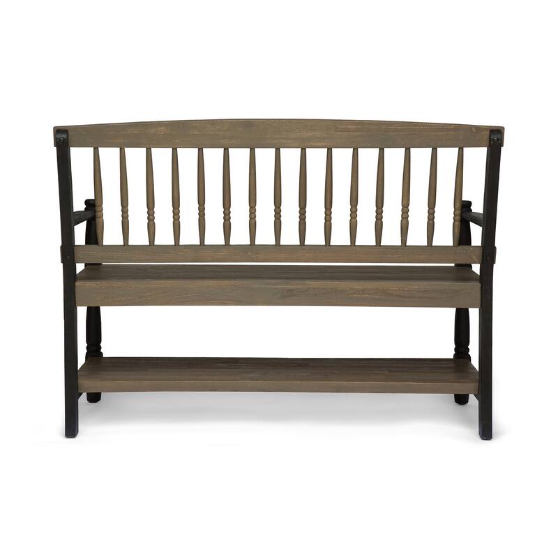 Lennon Acacia Wood Bench with Shelf by Christopher Knight Home