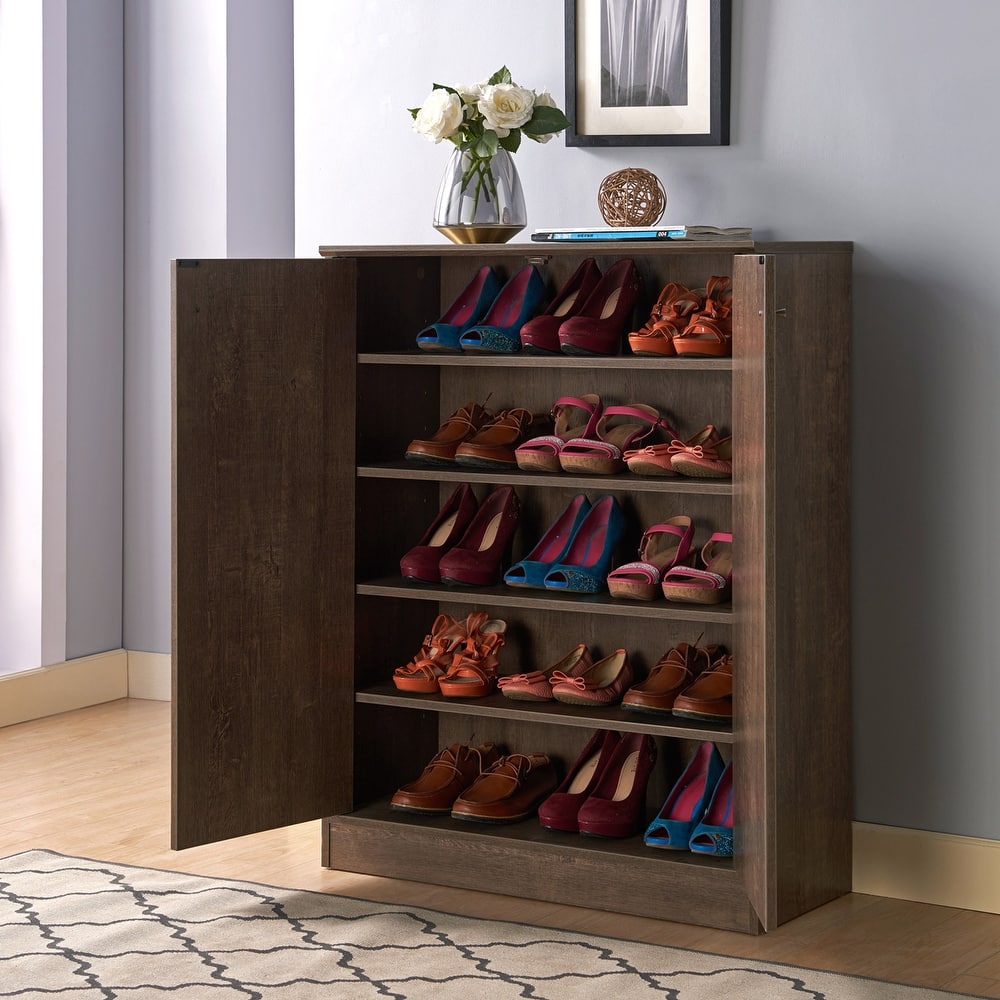 Shoe Cabinet With Two Doors And Five Shelves
