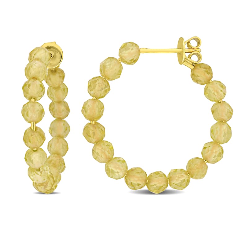 Miadora Yellow Sterling Silver 4mm Citrine Bead 2-7/8ct TGW Hoop Earrings