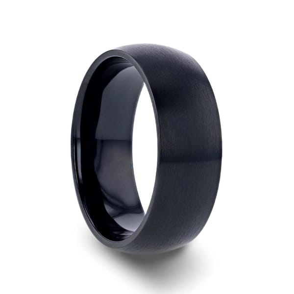 Thorsten Marauder Titanium Rings For Men Comfort Fit Domed Brushed Finish Black Titanium Men S Wedding Band 8 Mm On Sale Overstock 19838745