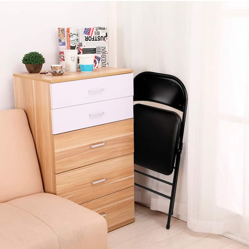 VECELO 4/8 Pack Steel Folding Chairs with Back Support Heavy Duty Indoor Outdoor Event Chairs Space Saving Foldable Chairs