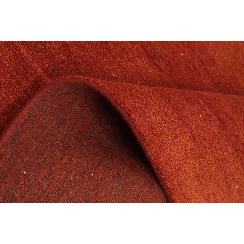 Hand Knotted Oriental 100% Wool Carpet Modern Solid Oranges & Rust Gabbeh Area Rug - 8' 9'' X 6' 2''