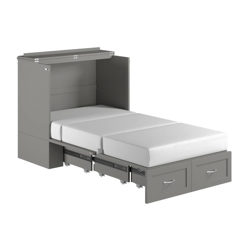 Murphy Bed Chest with Mattress & Charging - Space Saving Folding Bed