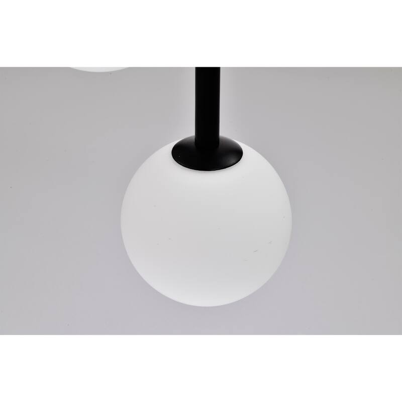 Cisevol 9-Light Chandelier with Frosted Glass Globe Pendant Cluster Black Finish