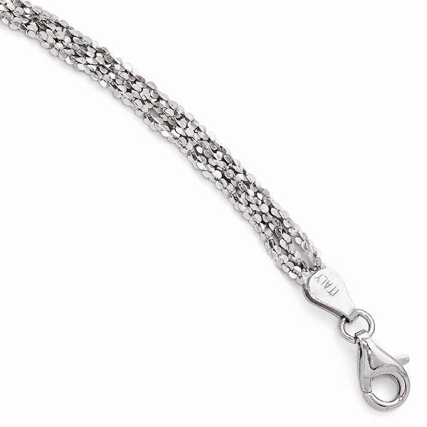 Italian Sterling Silver Textured Three Strand Anklet with 1in ext - 9 inches