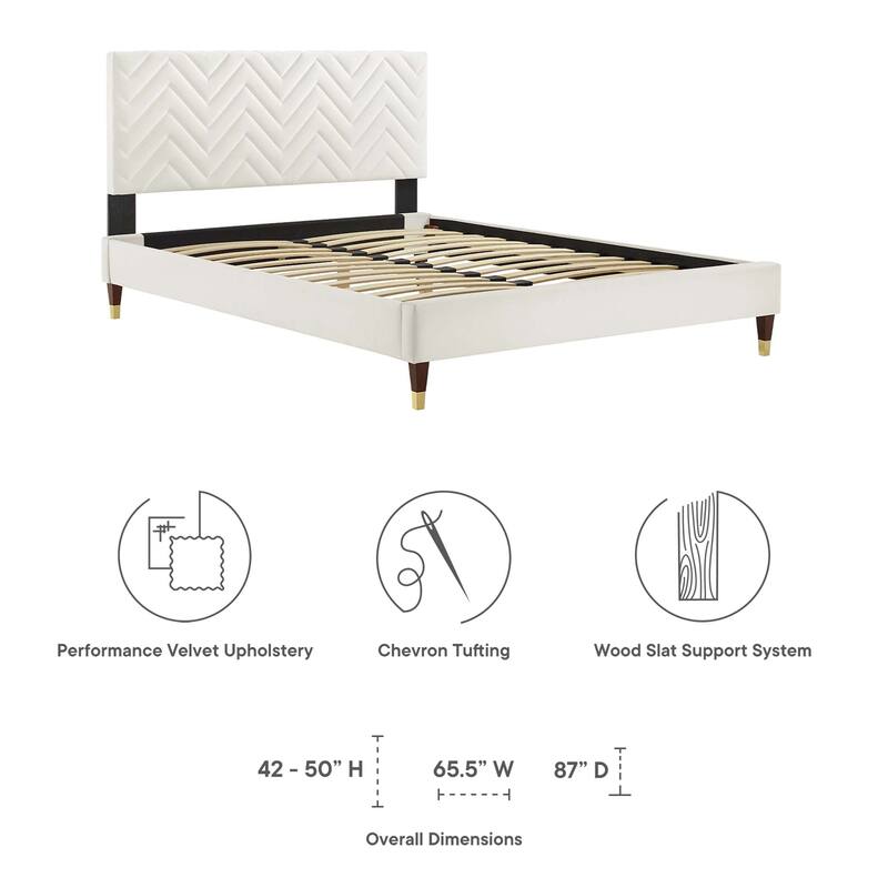 Leah Chevron Tufted Performance Velvet Queen Platform Bed