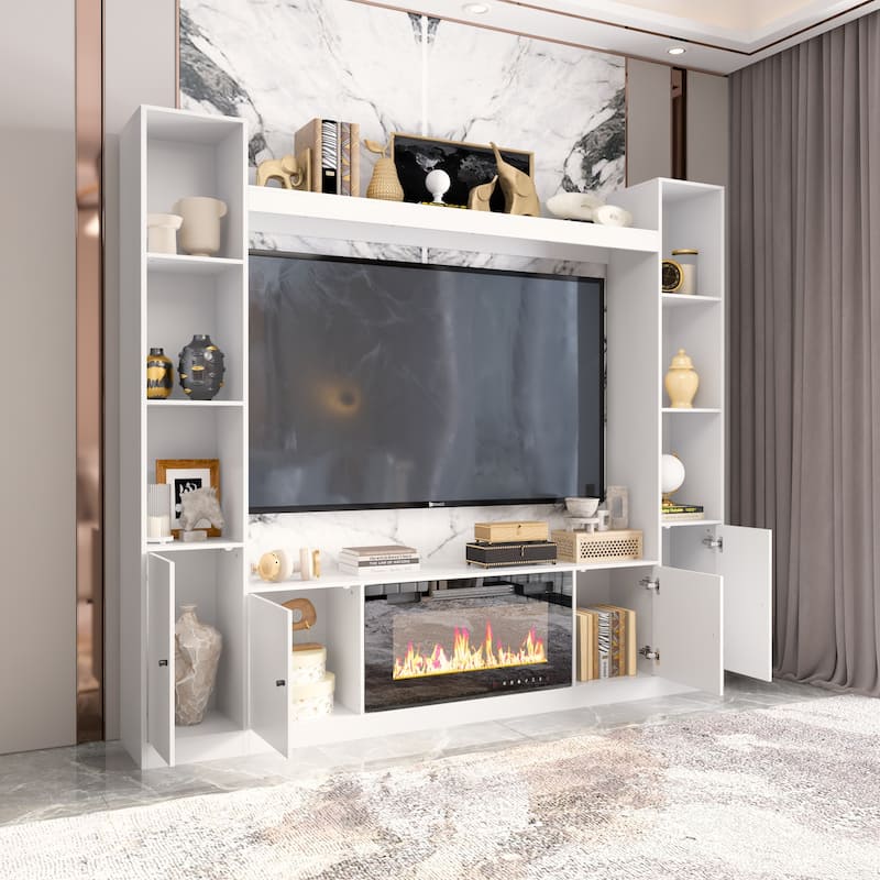 Media Console w/Fireplace Niche Contemporary Living Room Furniture