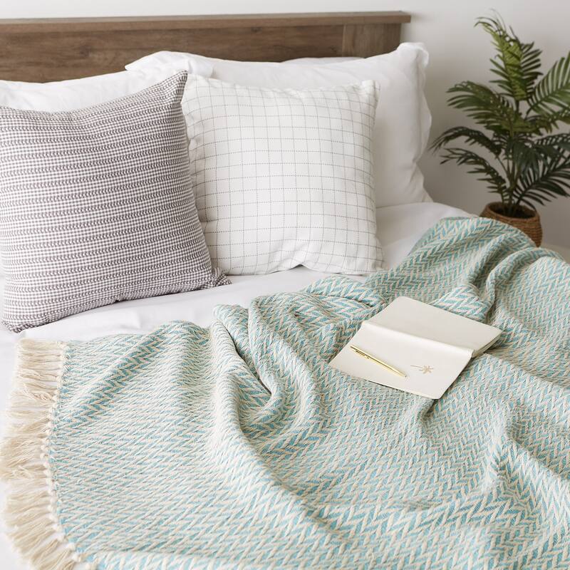 Stone Handloom Chevron Throw