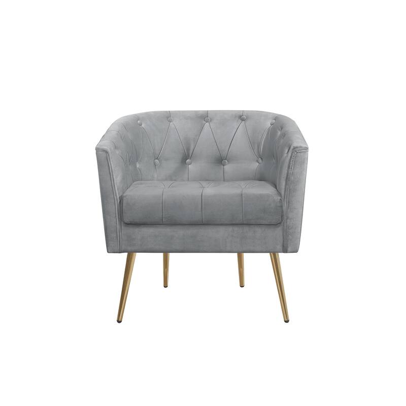 Clayfell CASSY VELVET FLARED ARM CHAIR WITH STOOL - 28.9"