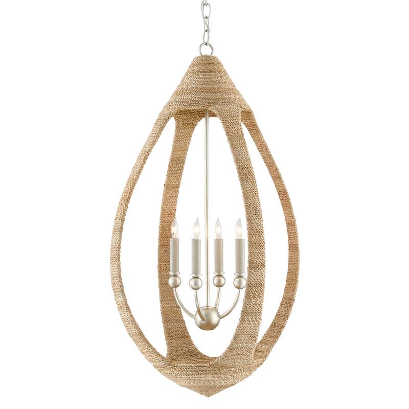 Currey & Company Menorca Medium Chandelier - 33.75"h x 19.5"dia - 33.75"h x 19.5"dia - Natural/Contemp. Silver/Smoke