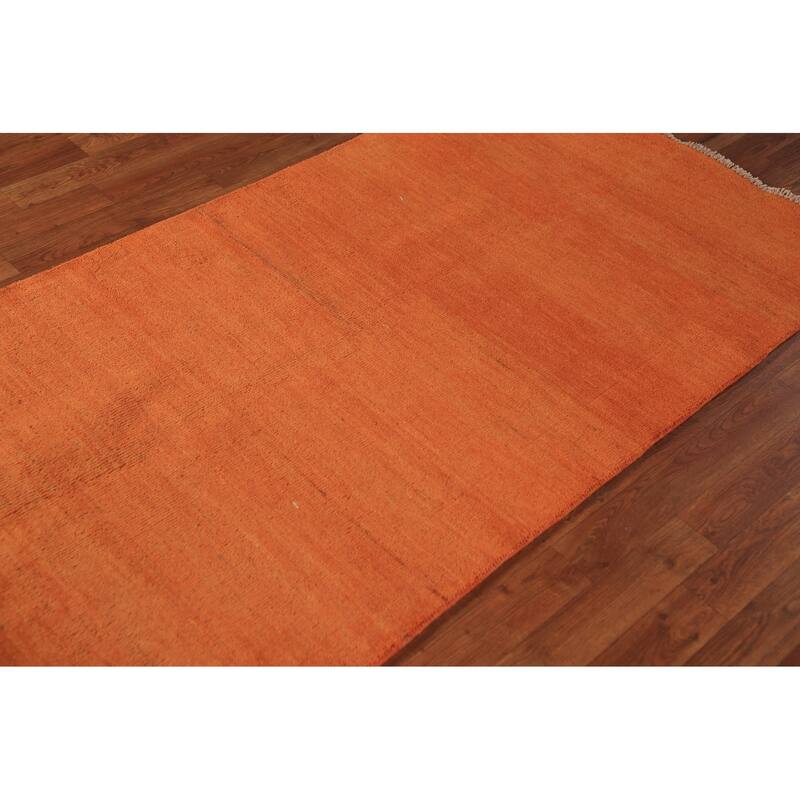 Orange Gabbeh Oriental Runner Rug Handmade Wool Carpet - 3'3" x 6'6"