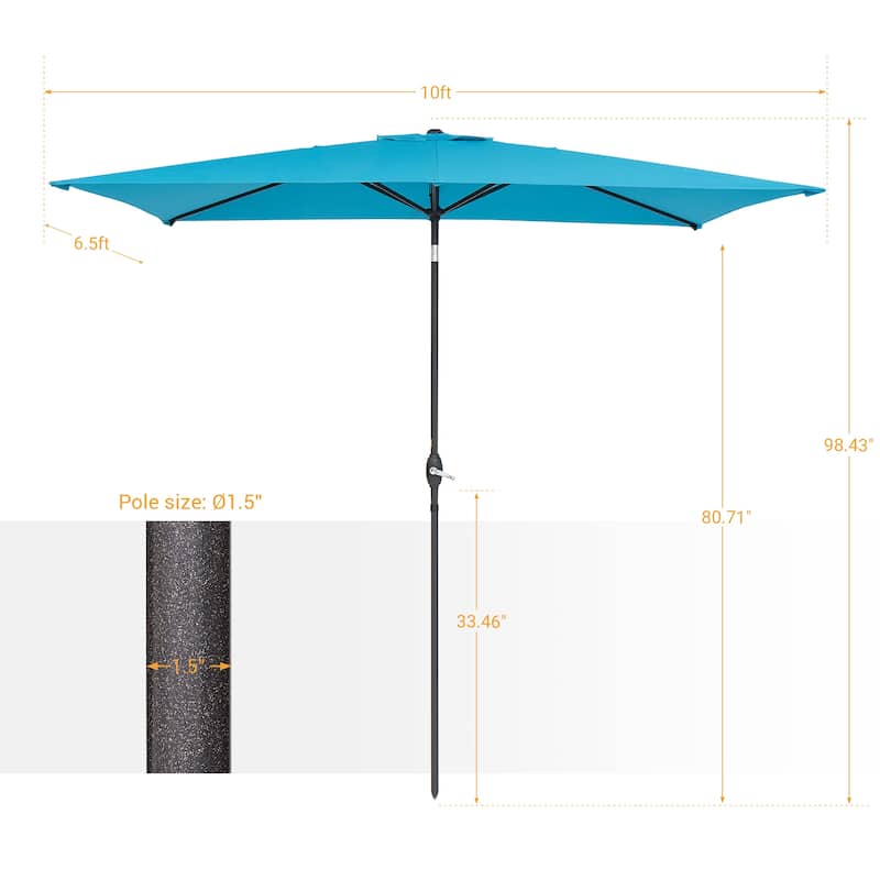BONOSUKI Patio Rectangular Market Umbrella with Tilt and Crank