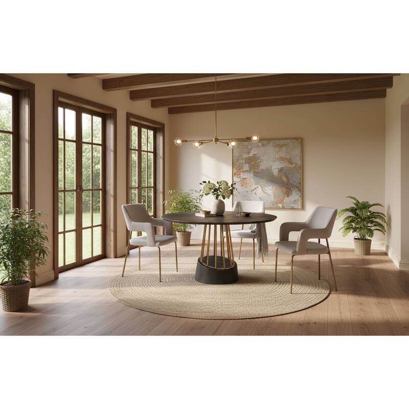 Modrest Cotopaxi Modern Charcoal & Brass Round Dining Table