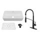 Option 36" Glossy White Sink + Matte Black Faucet