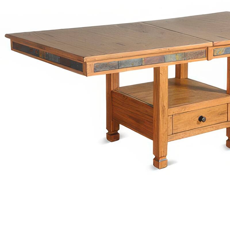 Marv Extendable n Dual Height Dining Table, 72-84 Inch Top, Brown