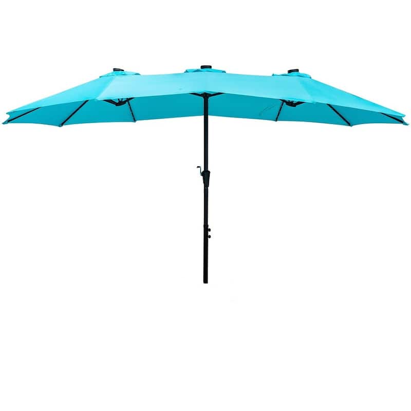 Ainfox 15ft Patio Umbrella with Lights without Base Outdoor Solar Umbrella